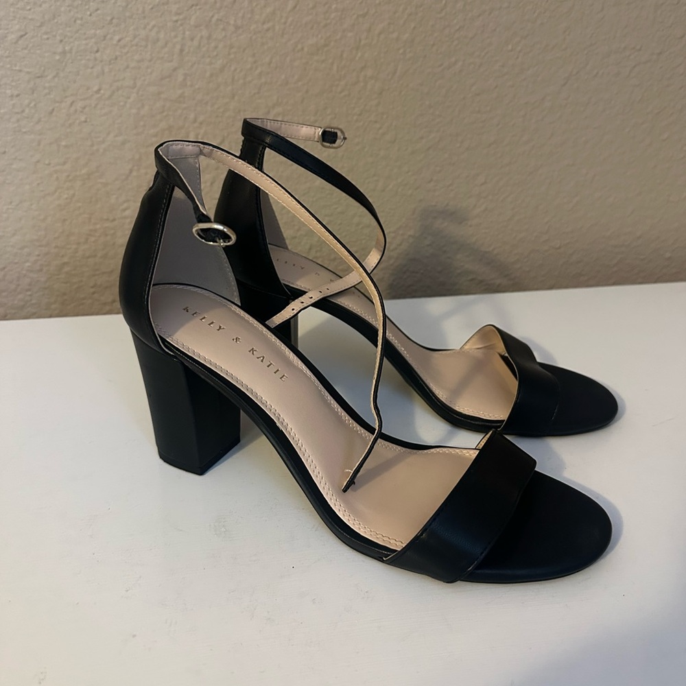 Black leather heels